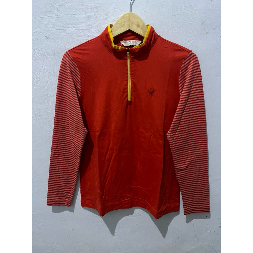 Kaos Olahraga Lengan Panjang Cewek Half Zipper Second