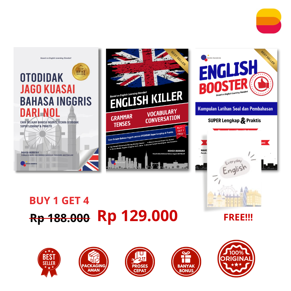 Paket Murah 3 Buku Bahasa Inggris Best Seller - Otodidak Inggris + English Killer + English Booster 