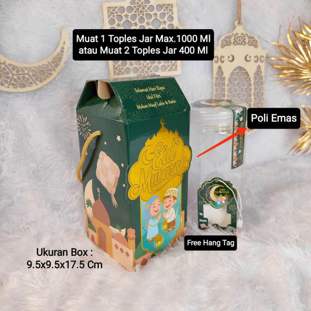 Box Hampers Lebaran / Dus Kue Kering Idul Fitri 1 Jar 1000 ML