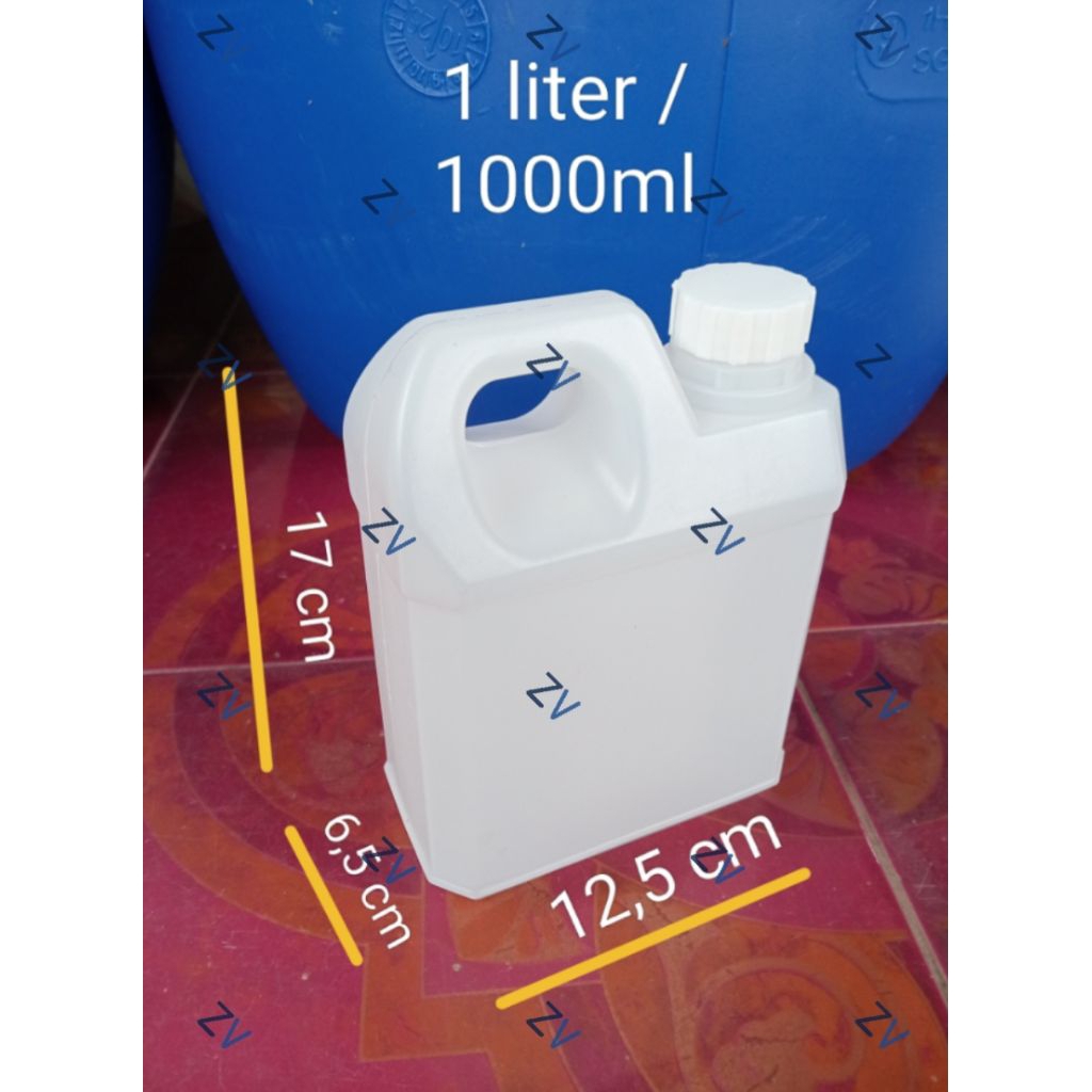 Jerigen 1 liter / Botol 1 liter ex kemasan / Teng Bekas model Pendek 1000ml
