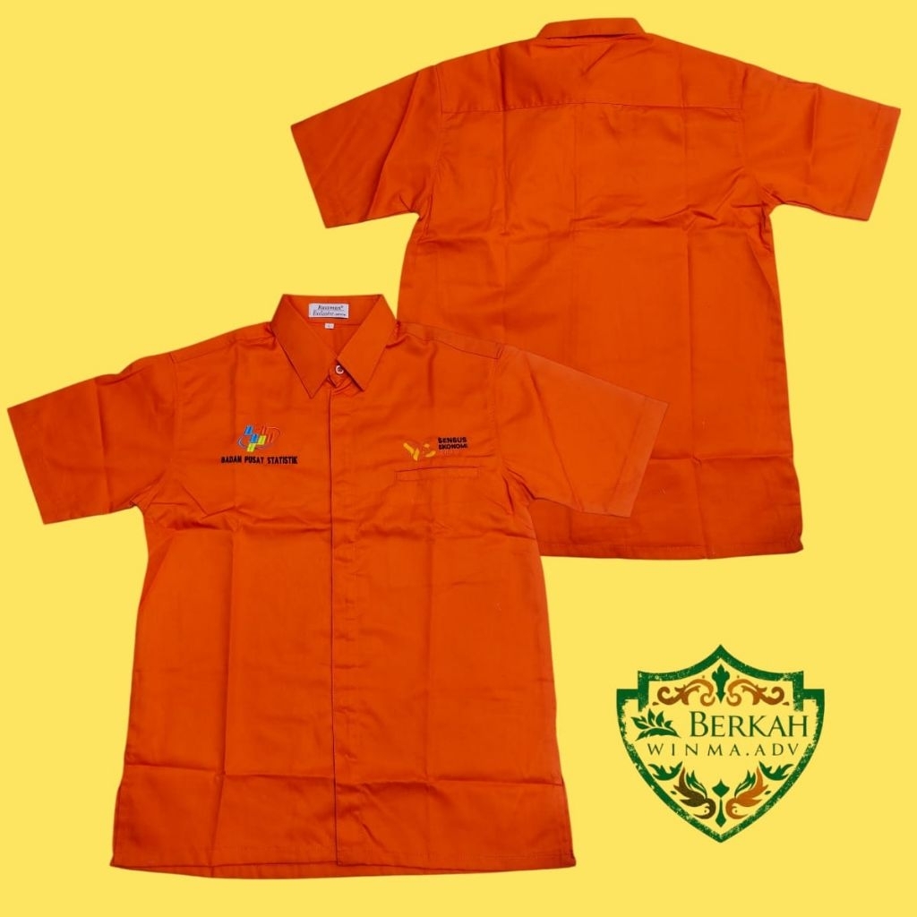 Kemeja Badan Pusat Statistik Orange Seragam BPS Sensus 2026 Full Bordir Terbaru