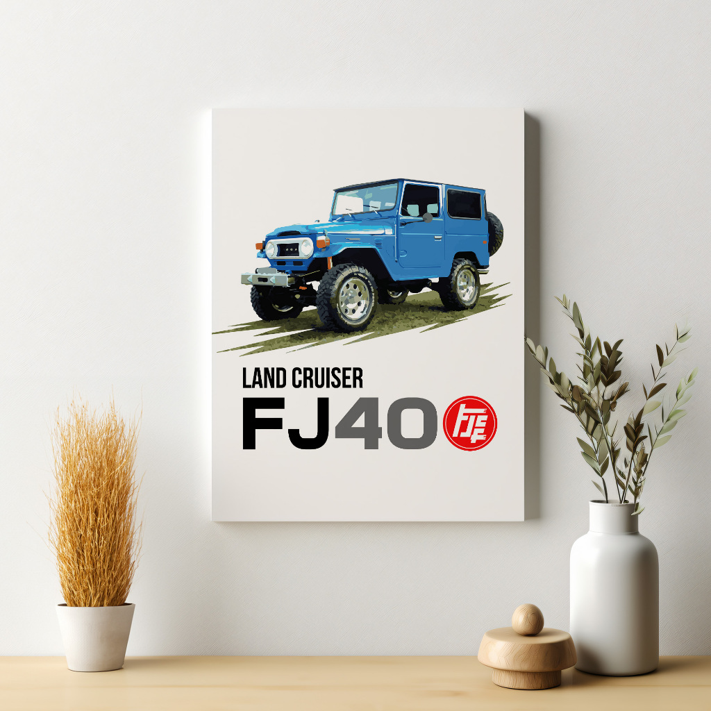 Poster FJ40 Land Cruiser Toyota Retro Klasik Mobil Dekorasi Otomotif Hiasan Dinding