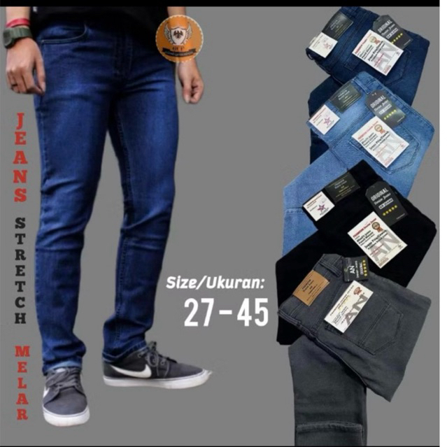 Celana Levis Botol Pria Bahan Denim Karet 27-38-44 (kualitas Premium)