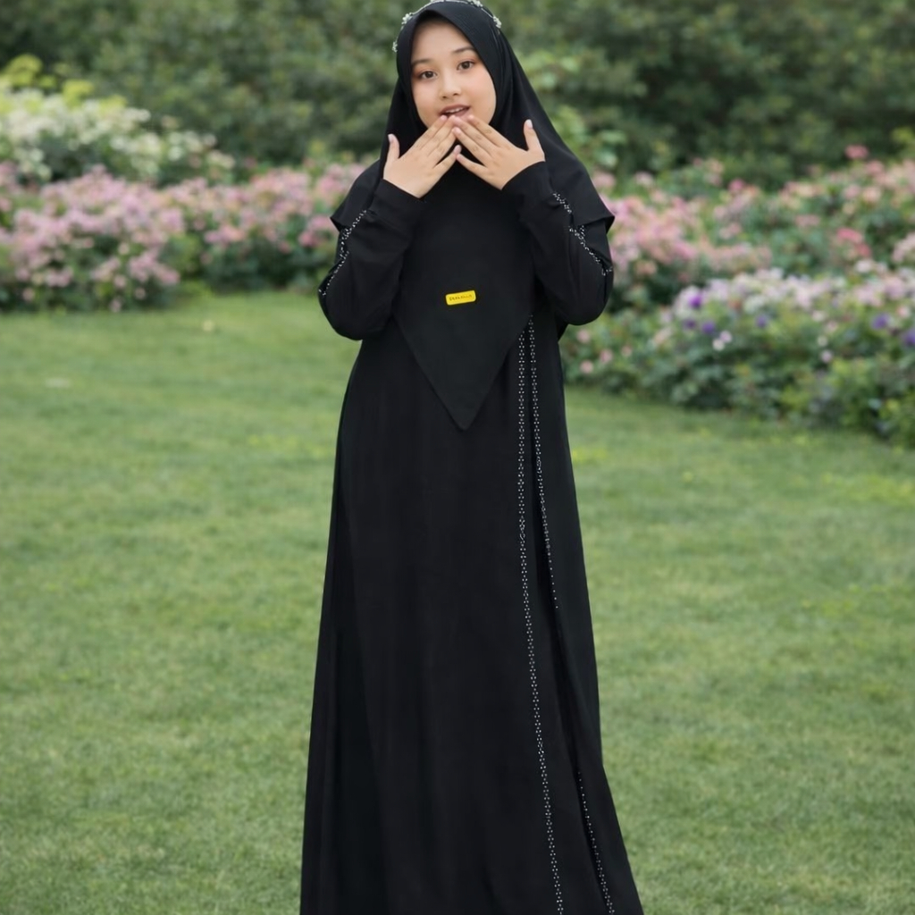 COUPLE GAMIS IBU & ANAK GAMIS SERAGAMAN MUSLIM IBU ANAK TERBARU BAHAN CERUTY APLIKASI SWARAVSKI