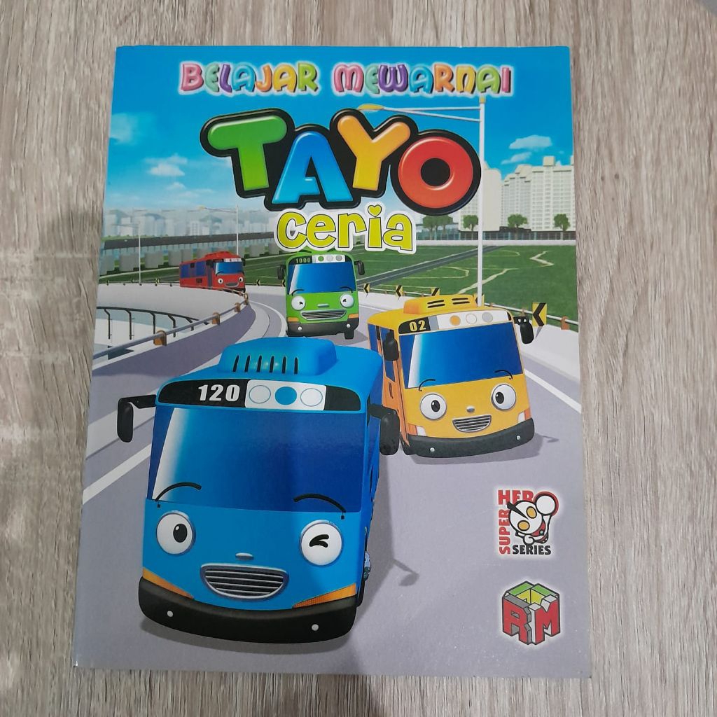 buku mewarnai anak tayo litle bus
