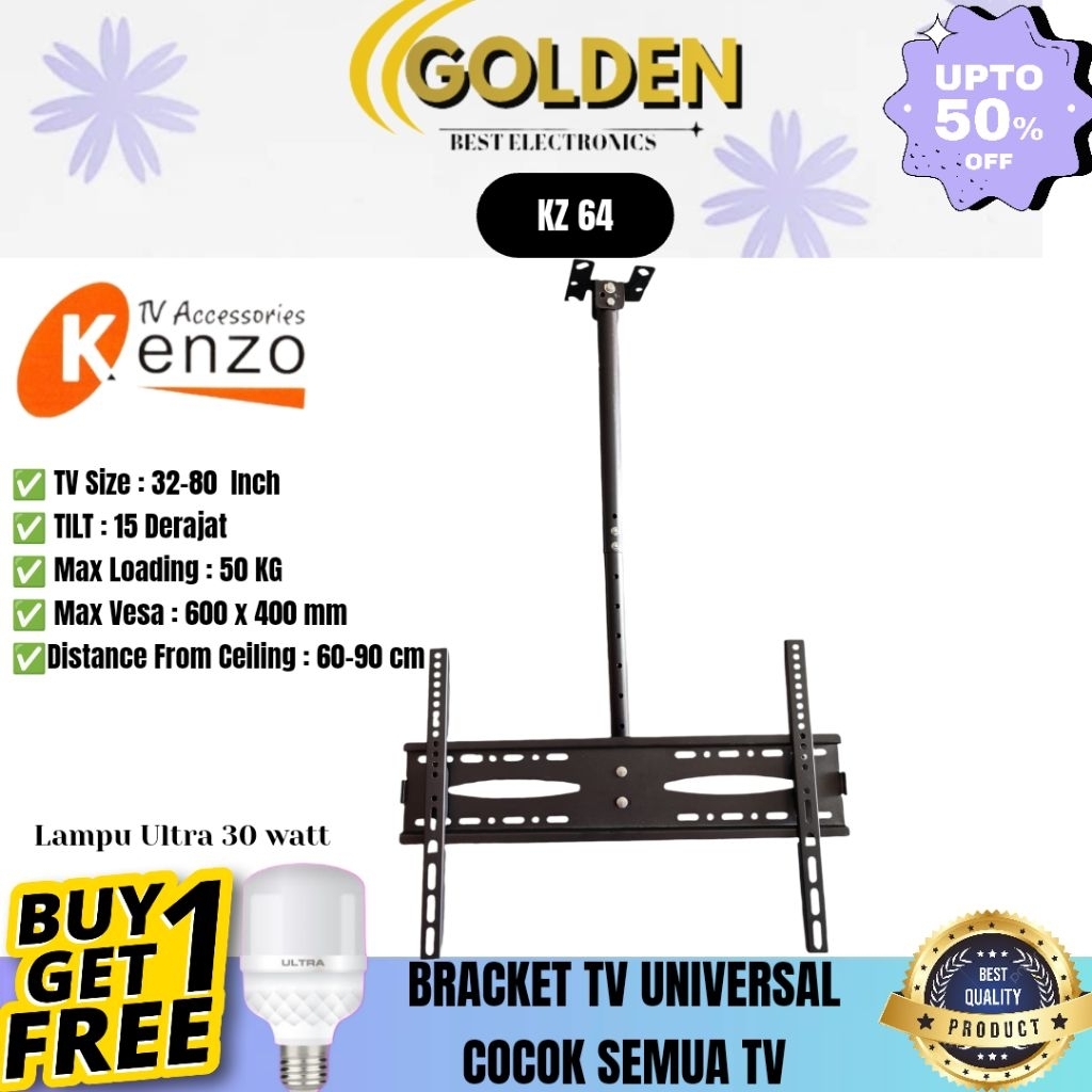 GOLDEN Kenzo Bracket Kenzo Ceiling TV LED LCD KZ 64 32-80 inch/ Braket Kenzo KZ 64/ Breket Kenzo KZ 