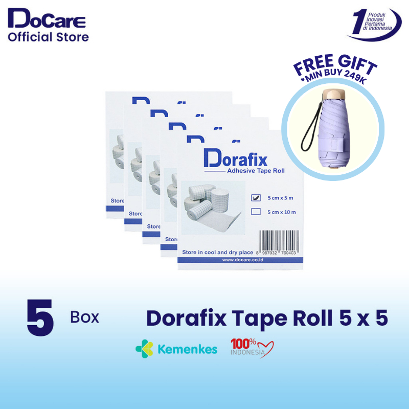 [Promo Bundling 5 Pack] Dorafix  Adhesive Tape Roll 5 x 5 Perban Pembalut Luka Plester Jahitan