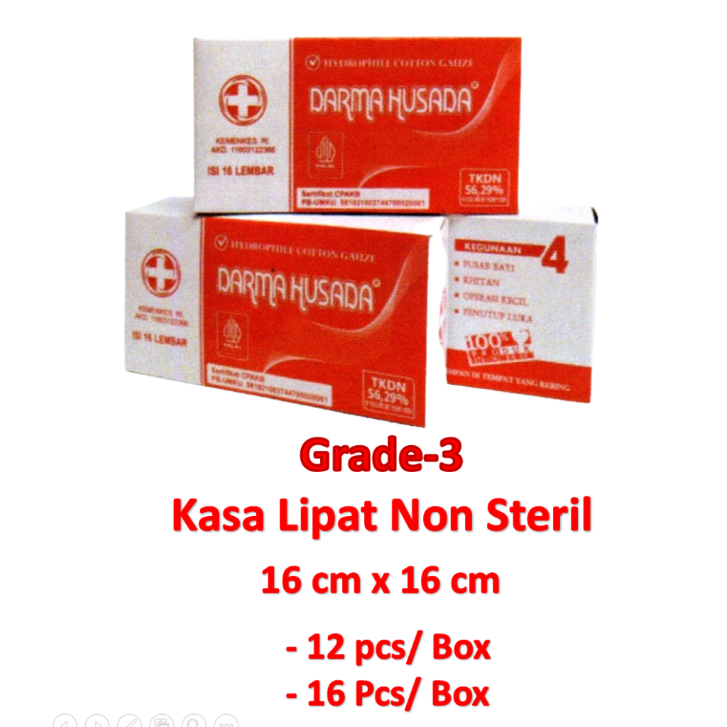 Kasa Non Steril Lipat  Grade-3  Merah 16 cm x 16 cm