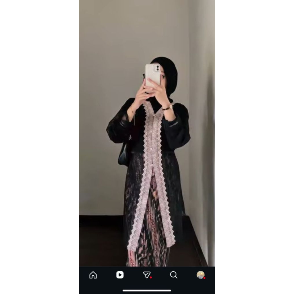 Jemma Outer Brukat Kekinian | Outer Tunik Lace Brokat | Outer Lengan Panjang Undak | Outer Sheer Flo