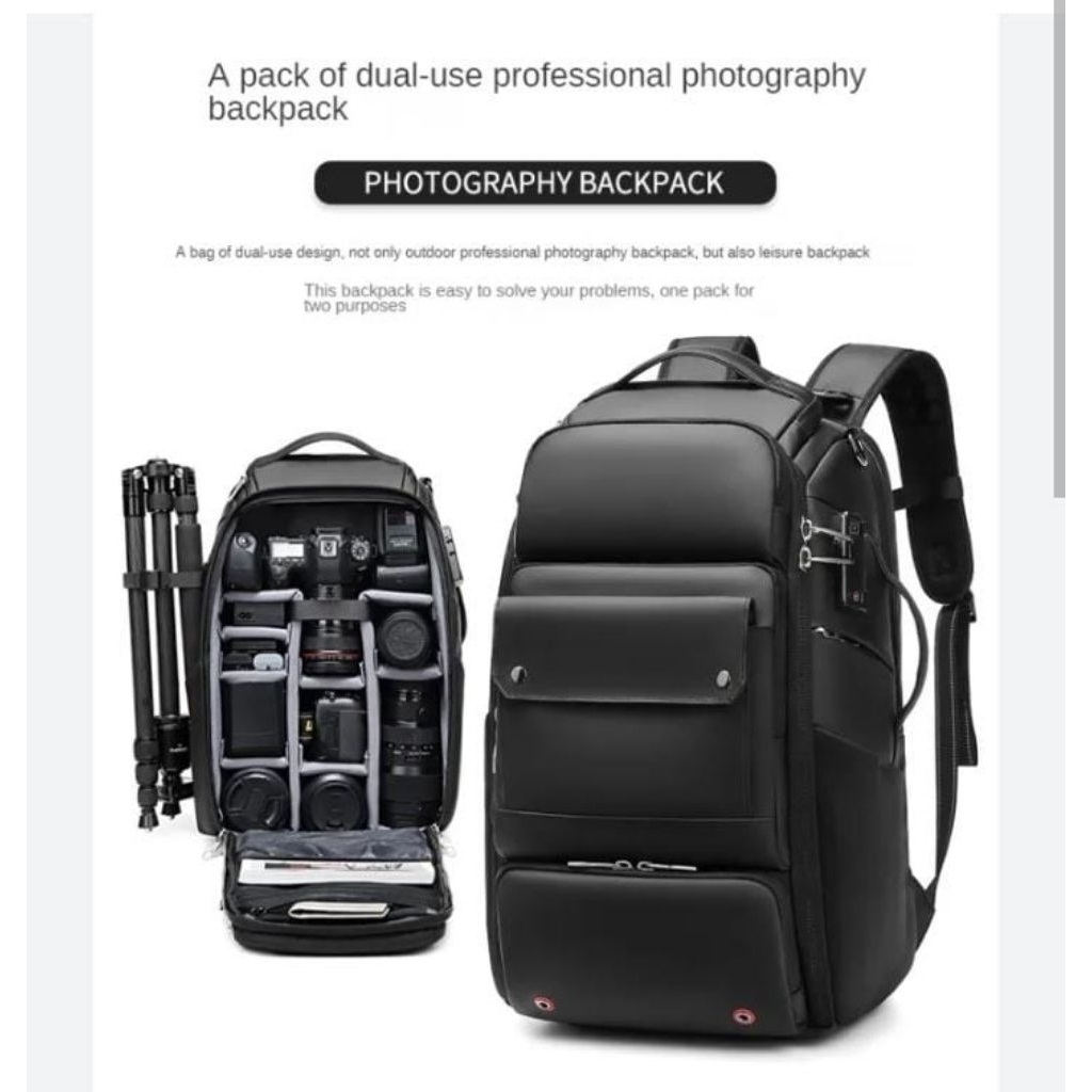 Tas Backpack Kamera Laptop Ransel Anti Air