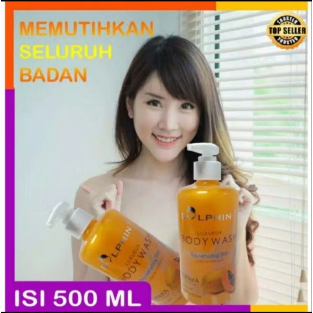 sabun Pepaya cair pemutih badan dolphin body wash