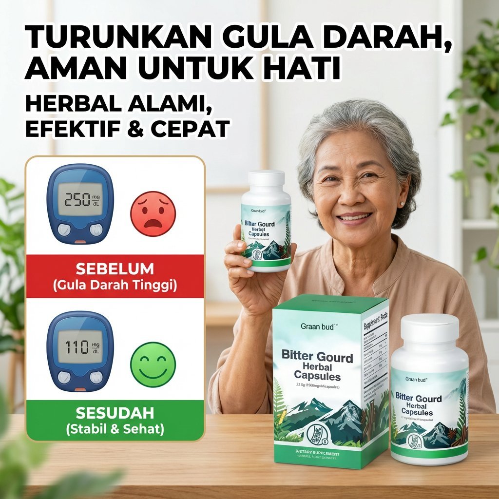 COD+Gratis ongkirGreen Bud Bitter Gourd-Turun Gula Darah Cepat/Suplemen Harian Aman Untuk Diabetes /