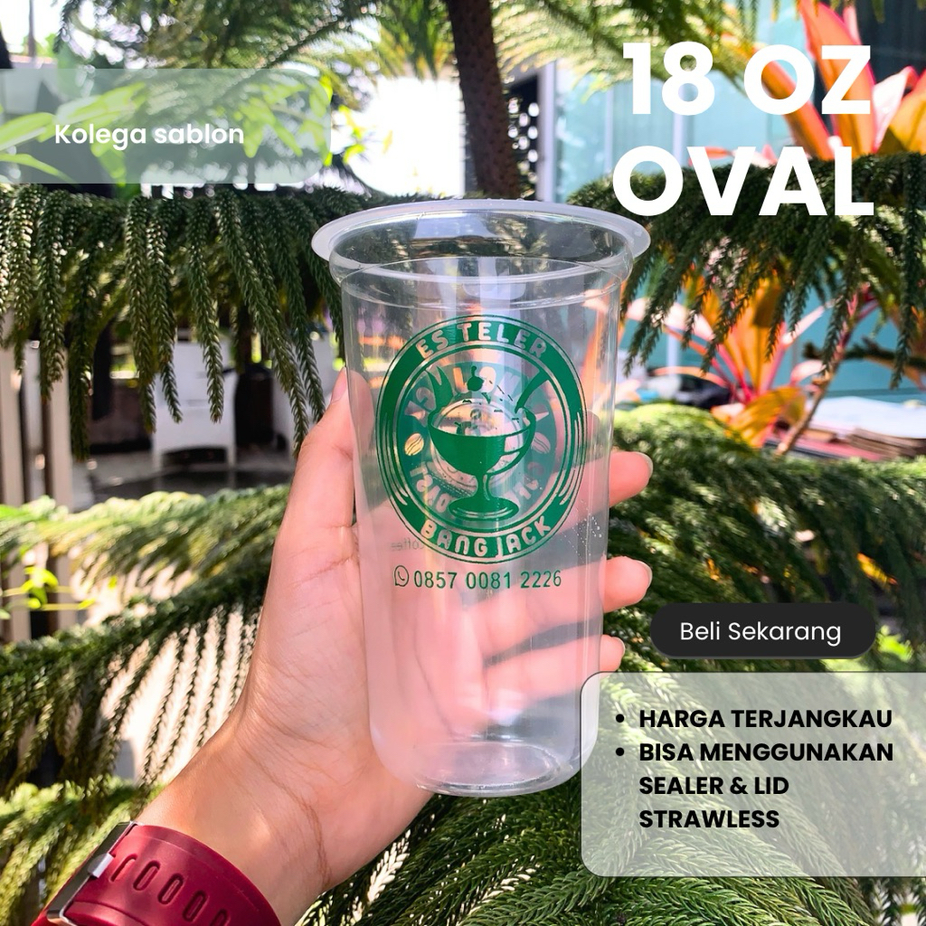 Cup Minuman || Cup gelas sablon Oval 18oz pp||murah||customcup