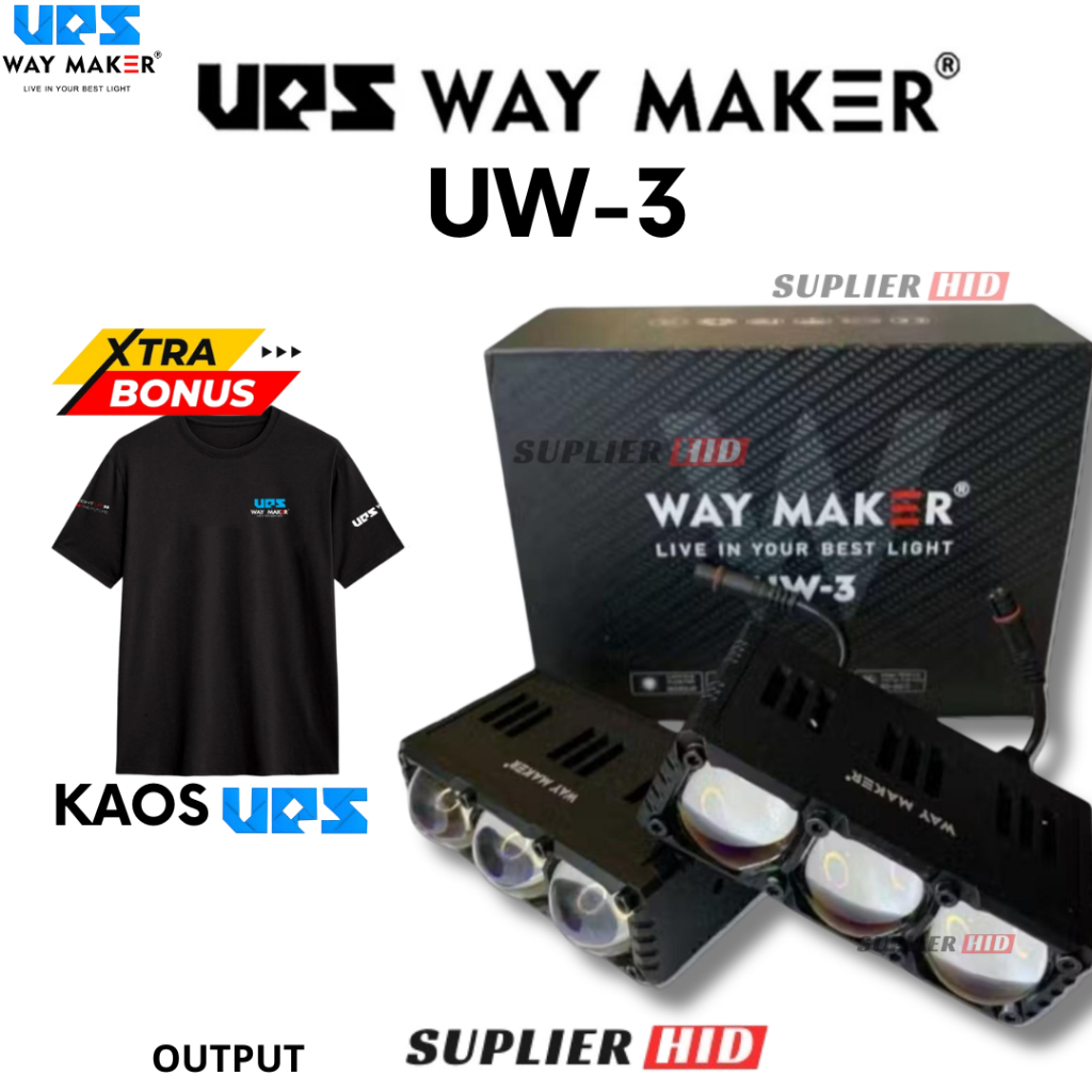 [EXTRA BONUS KAOS] Lampu Mini Laser UPS Way Maker 3 Mata UW3 Militay Grade 150 Watt Merk UPS WAY MAK