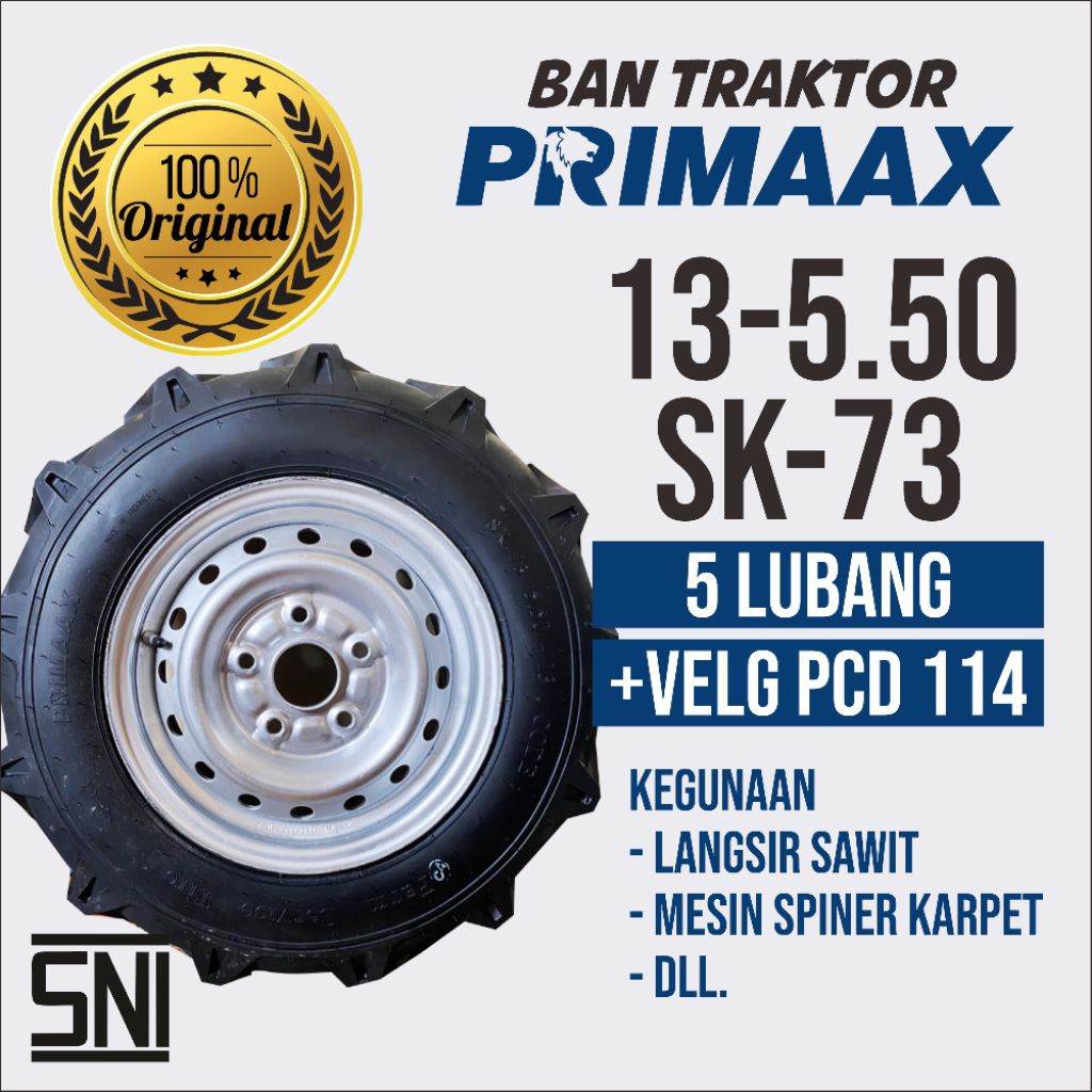 Ban Traktor 13 5.50 + Velg Lubang 5 PCD 114
