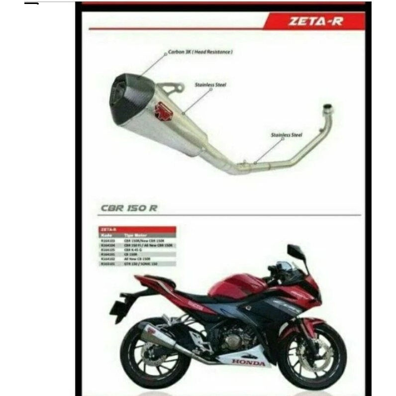 KNALPOT R9 ZETA CBR 150R K45G K45R K45N K46 dan NEW CB 150R ORIGINAL