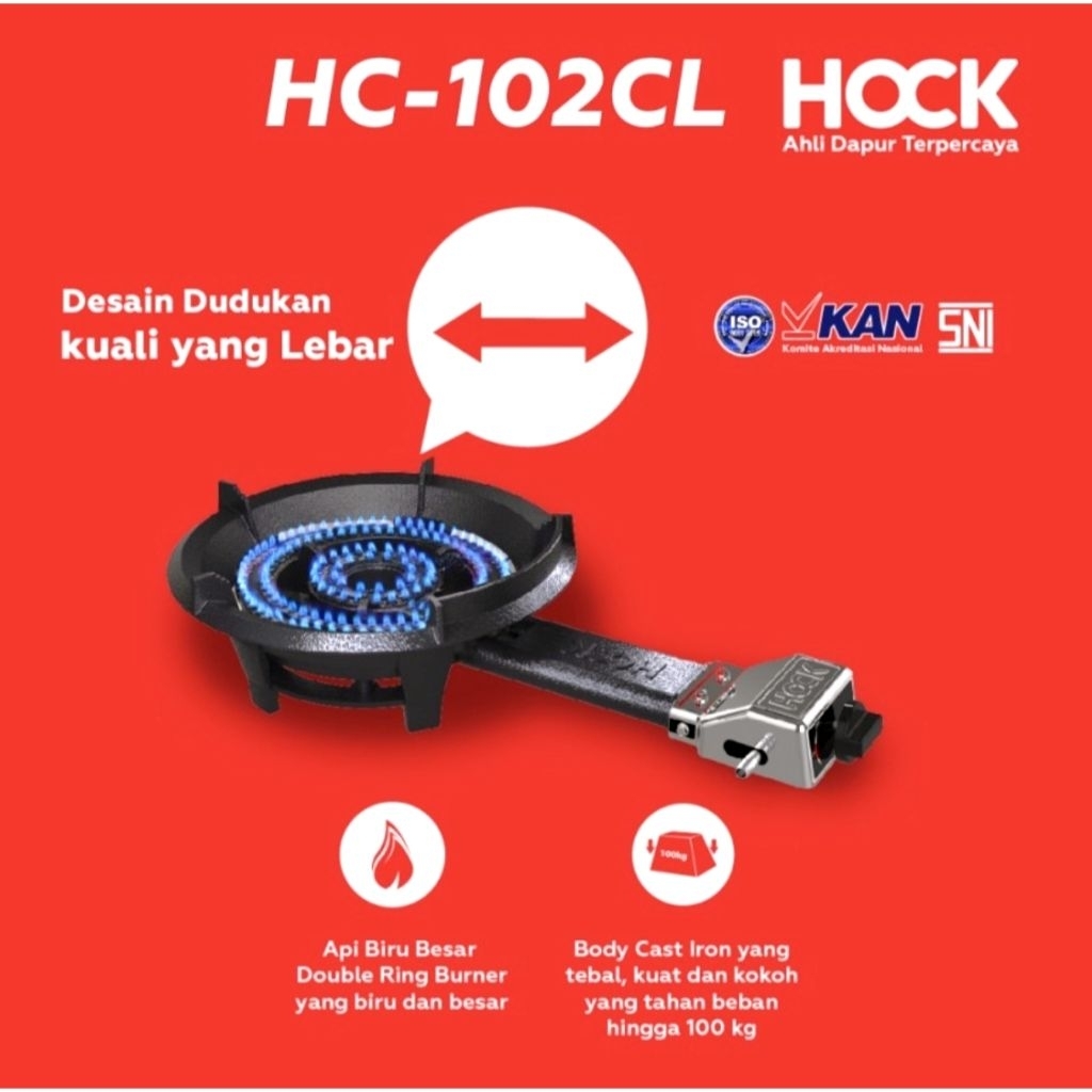Kompor Gas HOCK HC-102CL / HC 102 CL Komersial 1 Tungku Low Pressure Tekanan Rendah