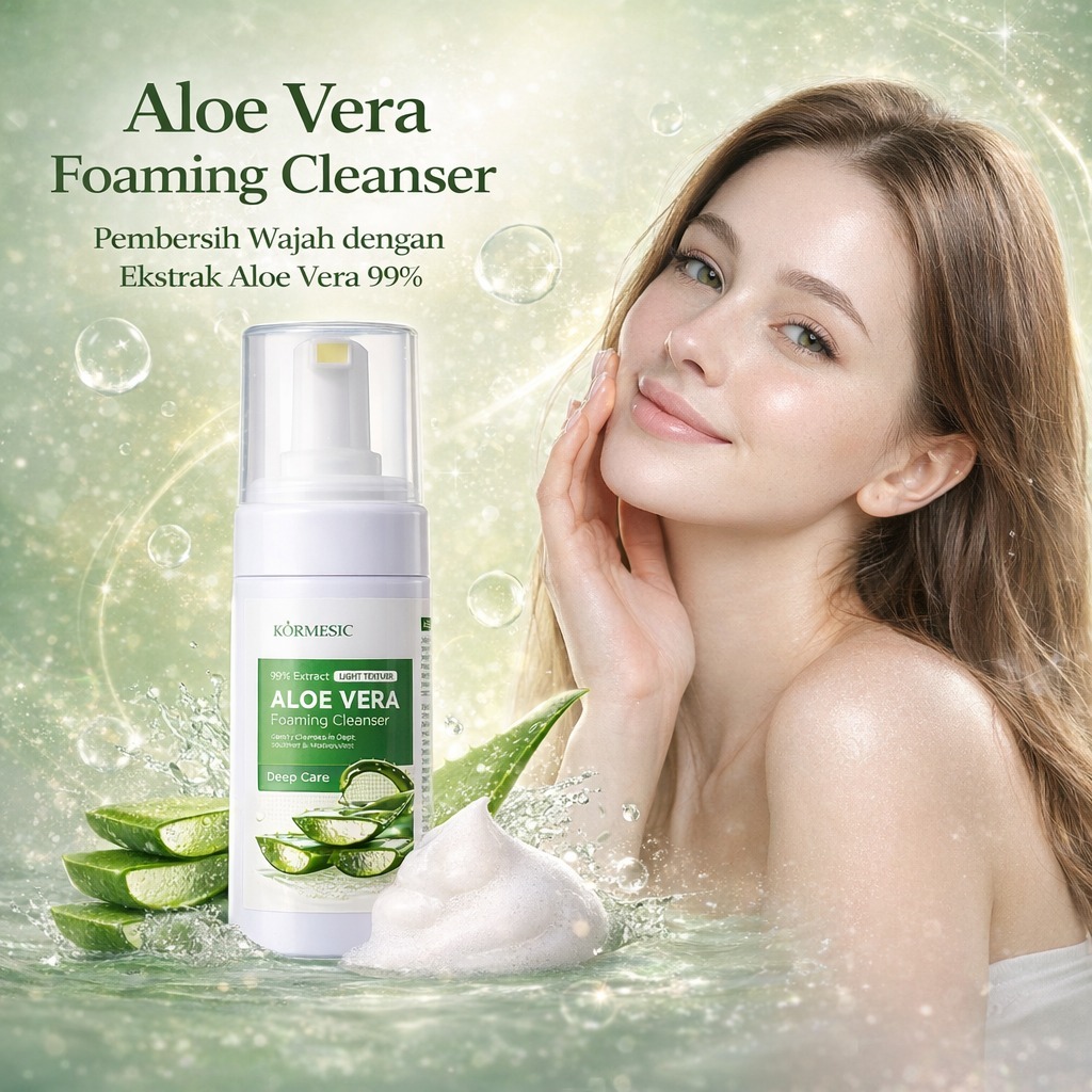 Kormesic Aloe Vera Foaming Cleanser – Sabun Wajah Lembut dengan Ekstrak Aloe Vera untuk Menenangkan