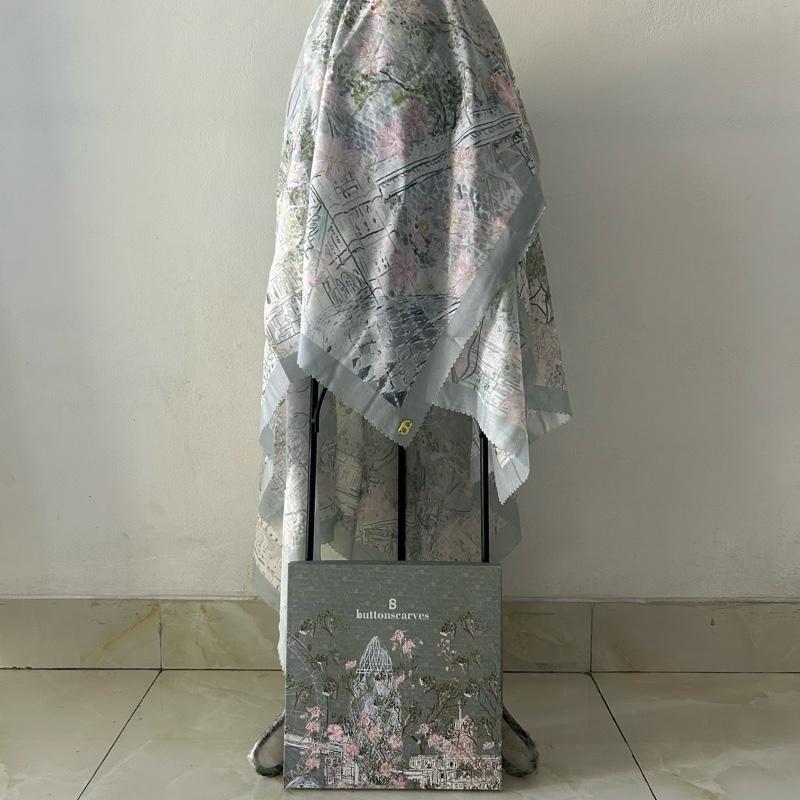 Buttonscarves The British Voal Square - Sky