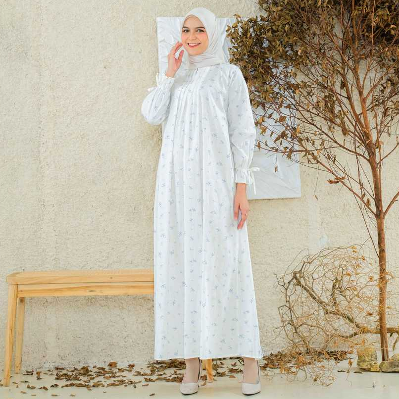 RILLEY - Gamis Wanita Velissa | Gamis Wanita Motif Bungan | Gamis Wanita Bahan Poplin