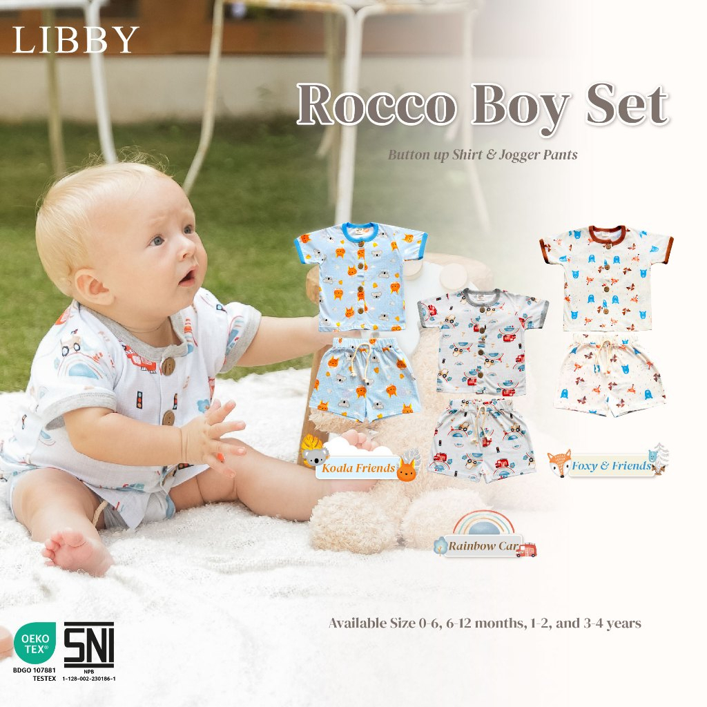 Libby Rocco set pendek motif - LIBBY Earth Stelan Rocco Set Pendek Celana Pendek