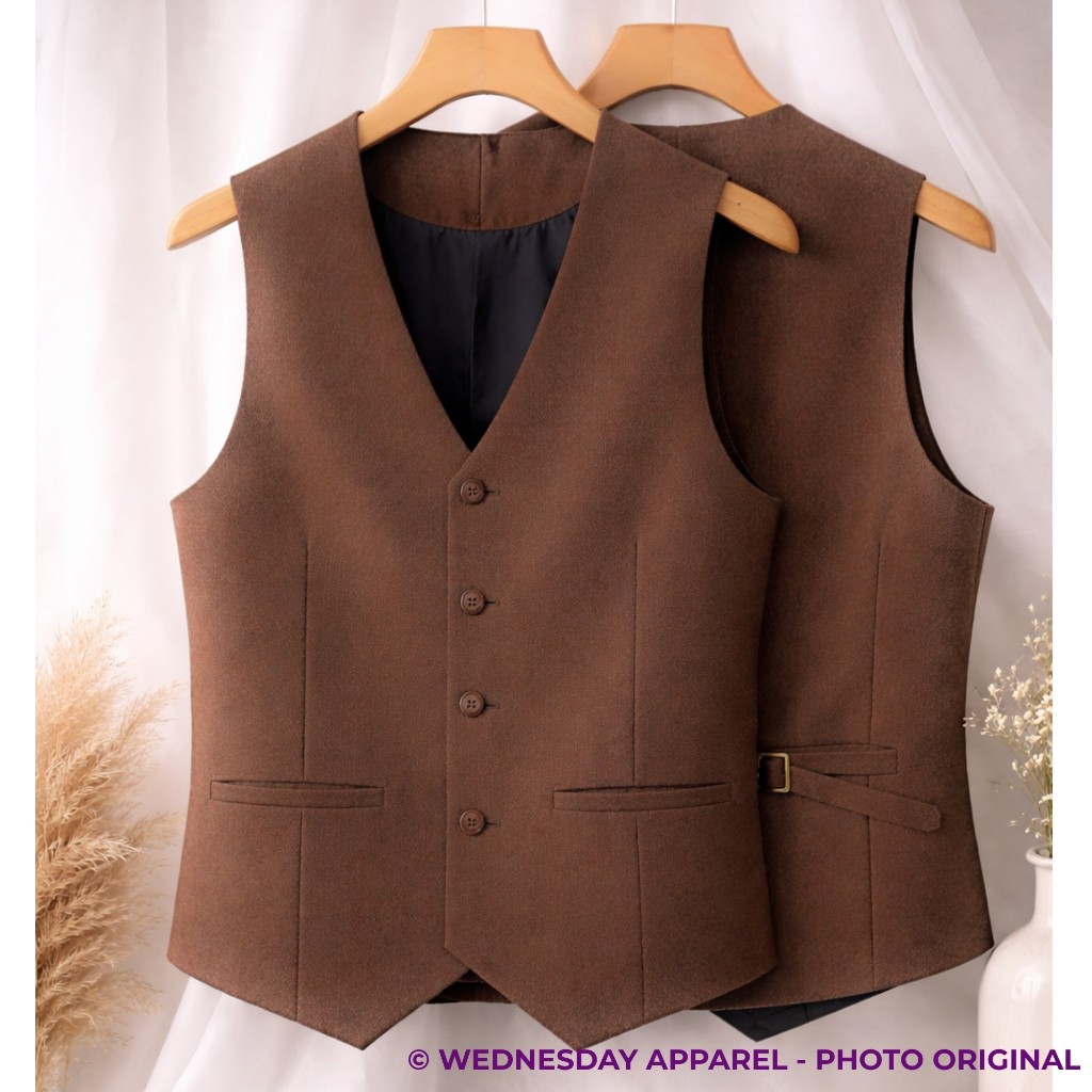 WEDNESDAY APPAREL - ROMPI JAS PRIA WANITA CASUAL FORMAL | Rompi Vest Tali Belakang Premium