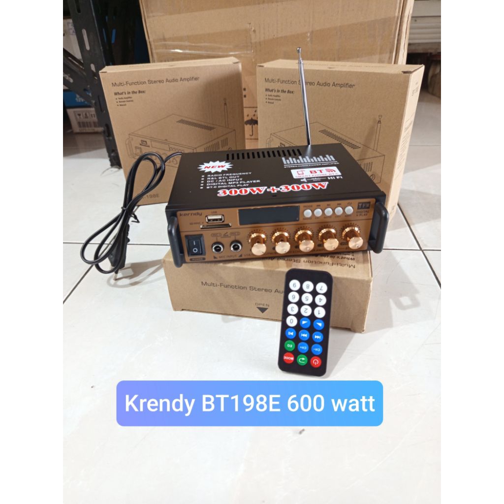 Amplifier Krendy BT198E Subwoofer 600waat Usb Mp3 Karouke Bluetooth