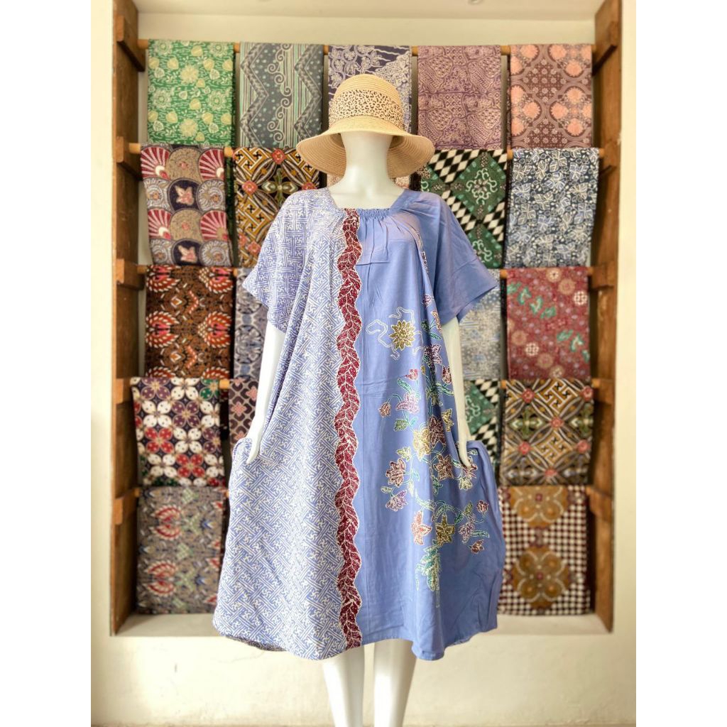 WANGI Daster Busui Batik Cap Colet Pekalongan Jumbo Ld 140 Pb 115 Rayon Premium Motif Terbaru Terkin