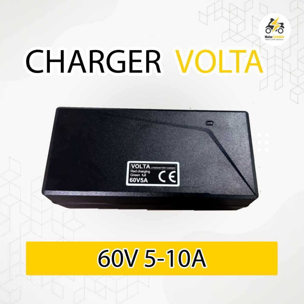 Charger Motor Listrik Volta Lithium LFP 60V 5A - 10A Original Fast Charging
