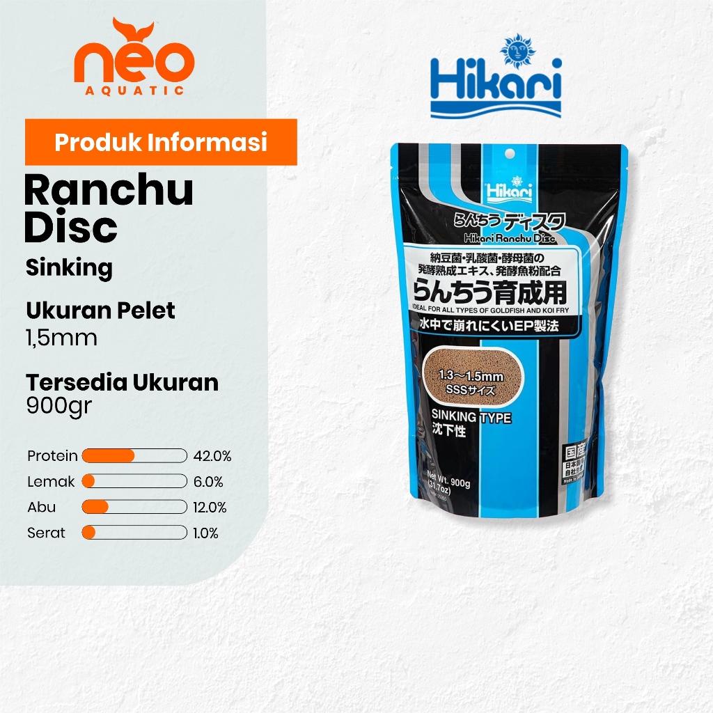 HIKARI Goldfish Ranchu Disc Pakan Ikan Baby Goldfish Sinking/Tenggelam 900gr