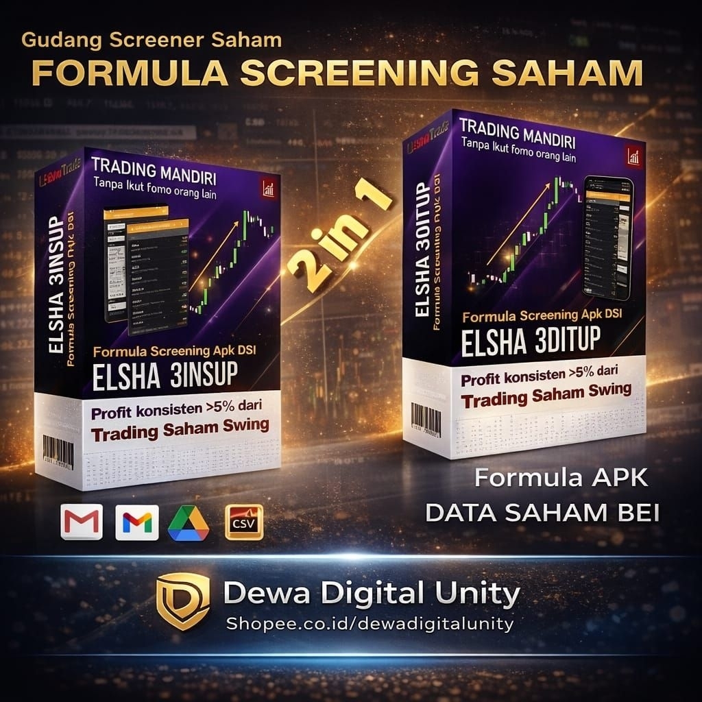 Lifetime Access Paket 2-in-1 ELSHA 3D1UP-3INSUP Formula Screening Trading Saham Swing Rumus Screener