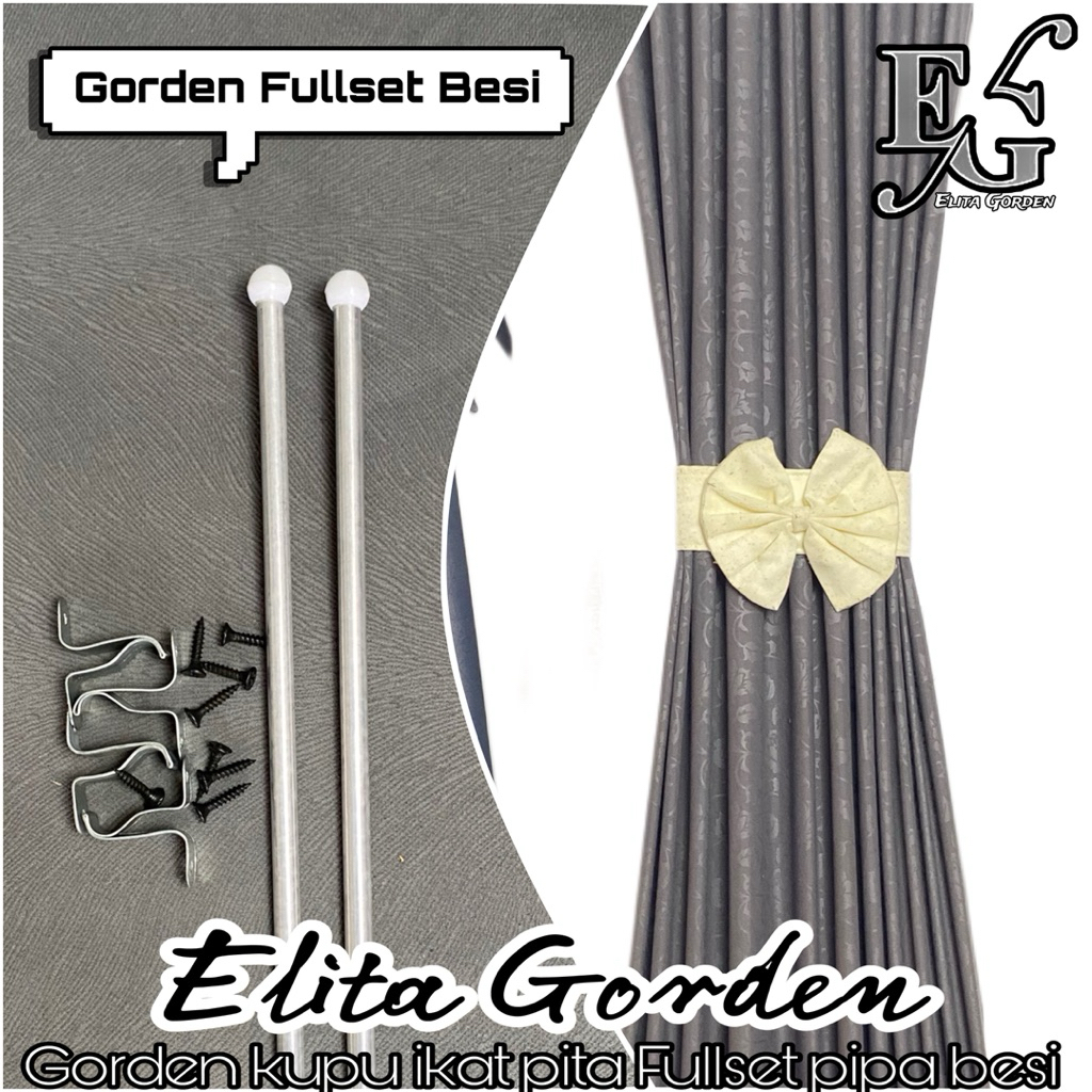 Gorden jendela kupu ikat pita fullset pipa besi