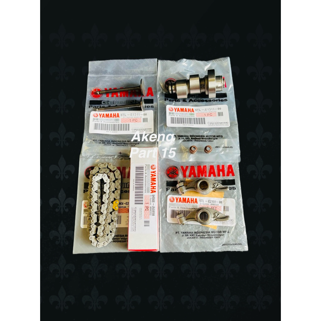 Paket 5 Aitem Noken As 5TL+Platuk+Klep set+Rantai keteng+sil klep Yamaha Mio lama,Mio Sporty,Mio Smi