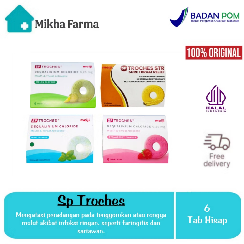 SP Troches Meiji Tablet Hisap | Strip 6 Talet - Obat Radang Hisap Sakit Tenggorokan