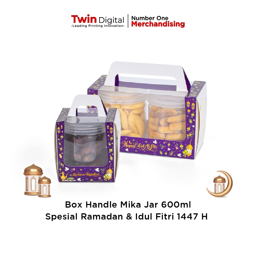Twindigital Packaging Box Hampers Lebaran Kotak Kue Mika Handle Toples 600ml  - Box Handle Mika Jar 