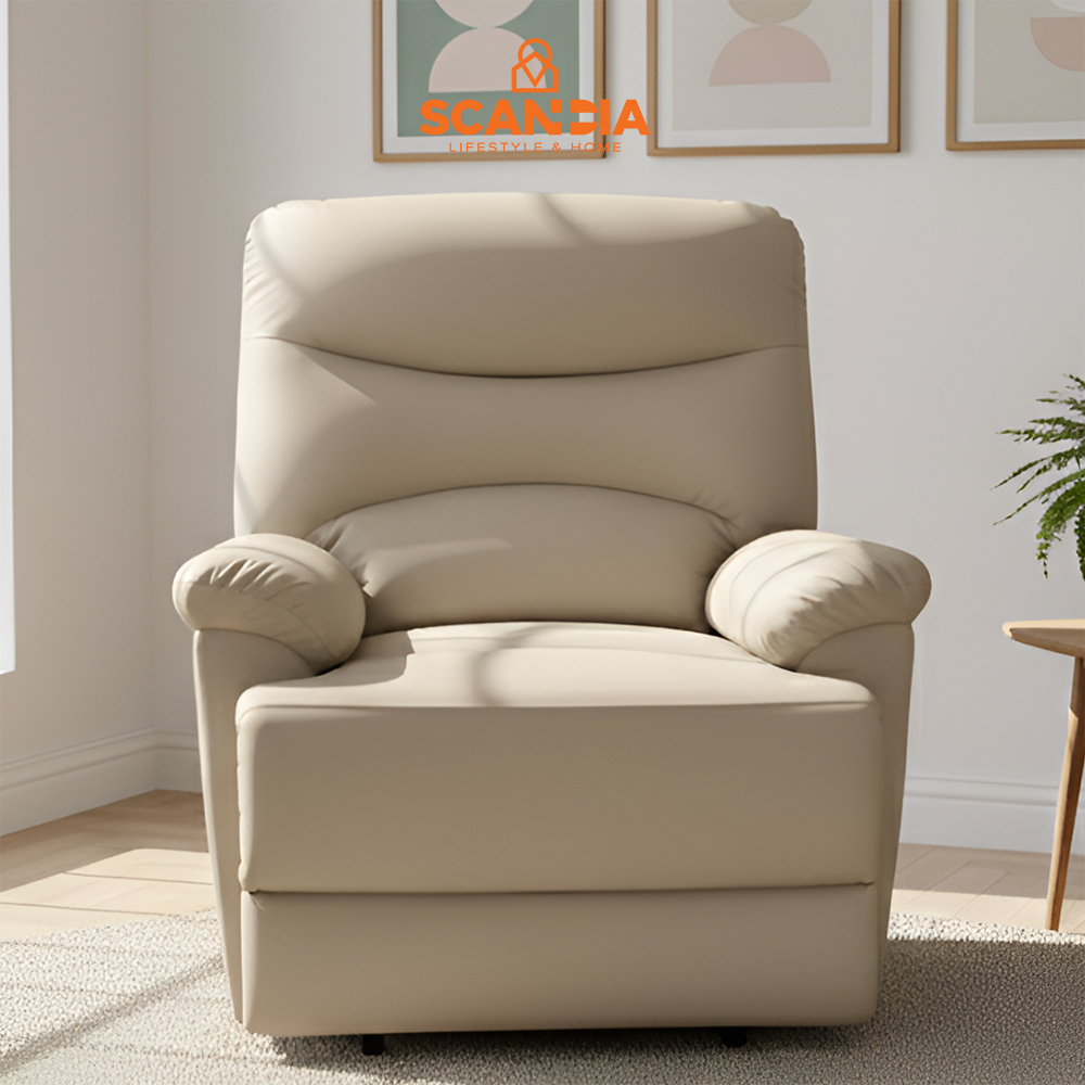 SCANDIA Sofa Recliner Ruang Tamu Sofa Rec 1S Bjorn 86x92x99cm Light Brown - Kursi Santai Nyaman Puti