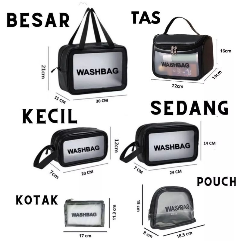 [SDW] pekanbaru/Tas Kosmetik Transparant WASHBAG Pouch Travel Make Up Bag Organizer Dompet Pouch