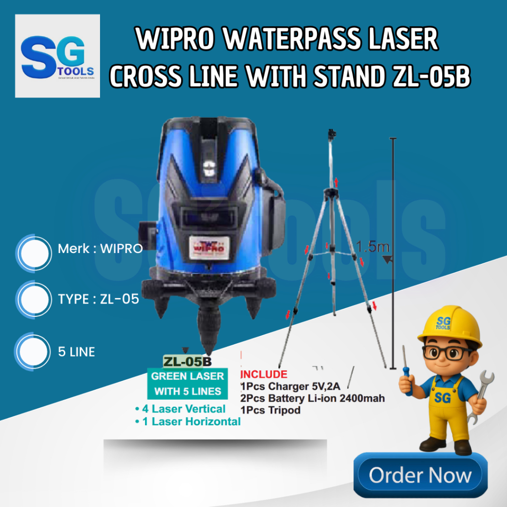 Wipro Waterpass Laser Cross Line 5 Line Green Line ZL-05B-- Laser Cross Line 5Line Green LIne Includ