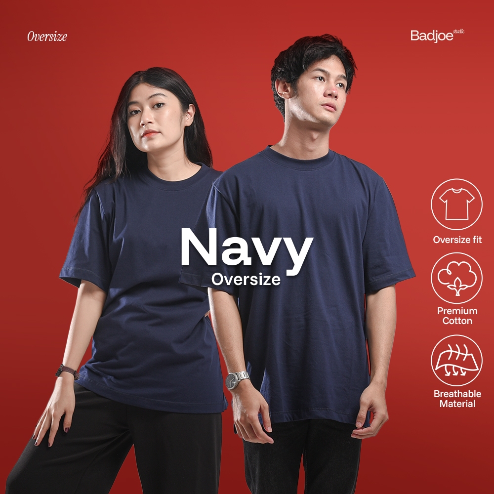 Oversize Navy Kaos Polos Oversize Cotton Premium