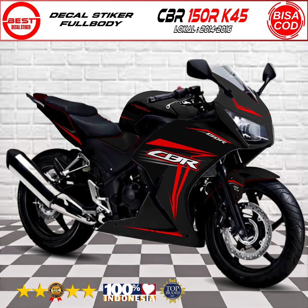 Decal CBR 150R K45A LOKAL Fullbody - Stiker CBR K45A LOKAL Fullbody Desain Simpel Ganteng