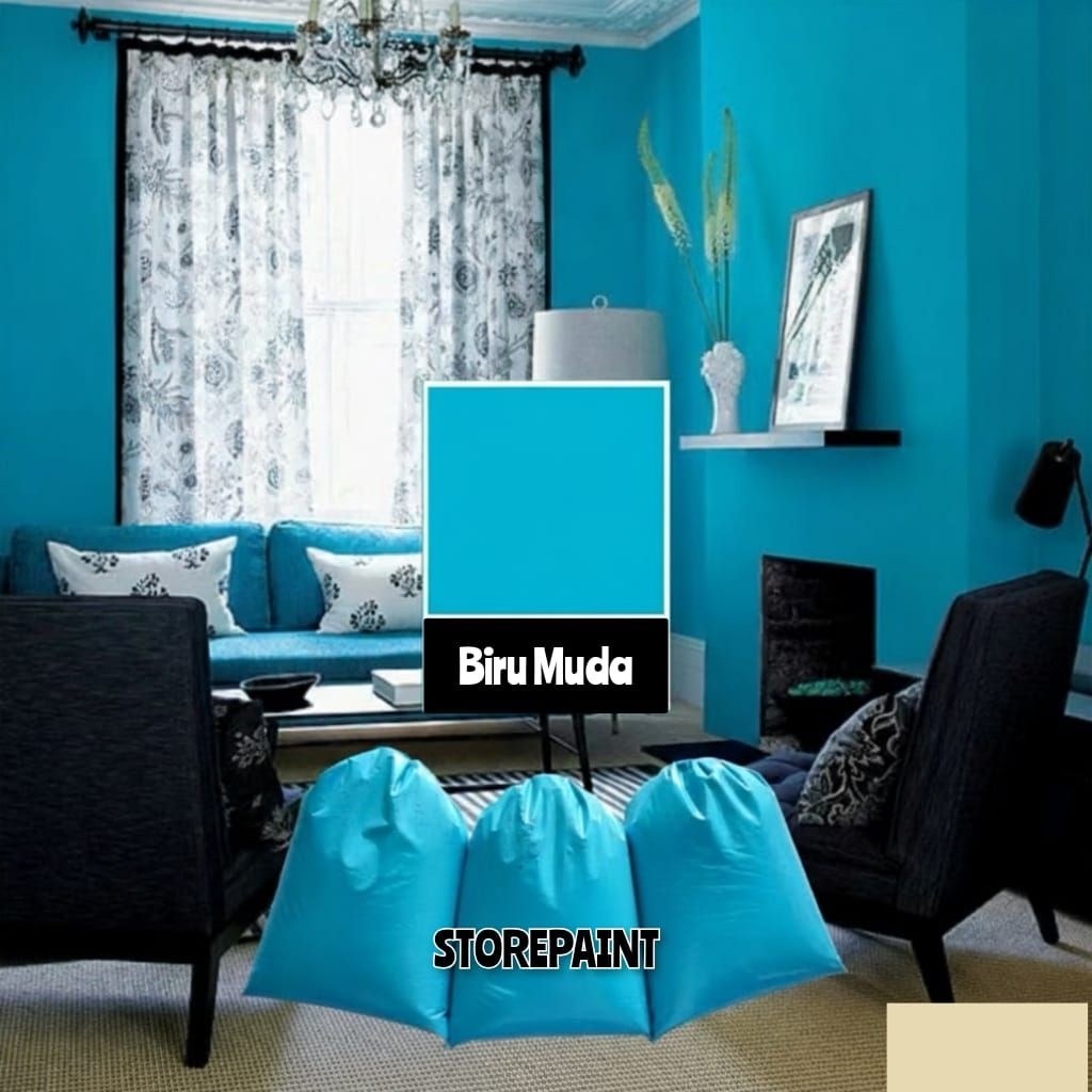 cat tembok warna biru muda  Cat tembok super Cat tembok Berkualitas Cat tembok 1 kg