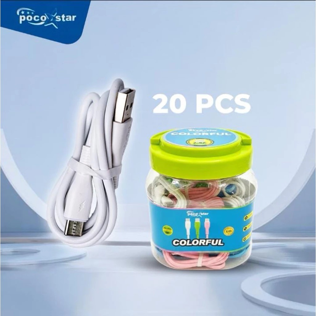Kabel Data Toples PocoStar isi 20 pcs 2.4A Colourfull strong bold Cord BL002