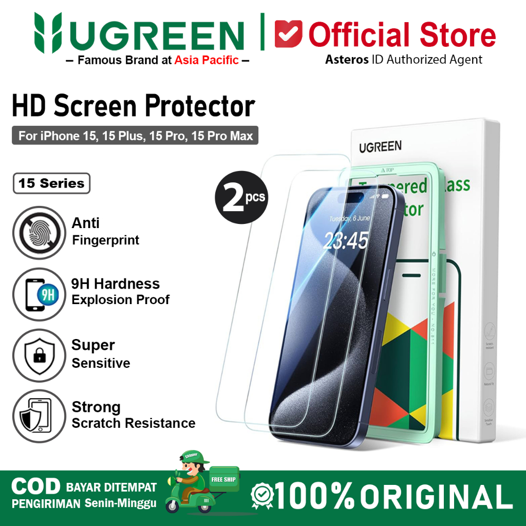 UGREEN Tempered Glass HD Screen Protector iPhone 15 15 Pro 15 Pro Max