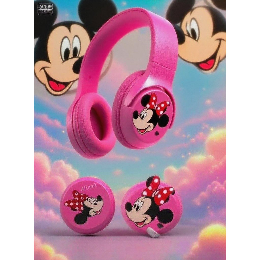 earphone anak perempuan headphones bluetooth Disney Mickey Mouse Bluetooth Earphone Headset Wireless