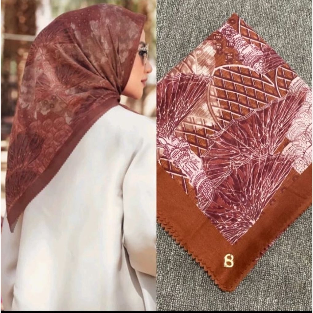 Hijab Buttonscarves Segi Empat Motif Madina