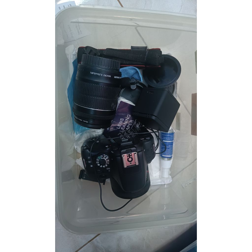 camera dslr canon 100 d second like new full set ,