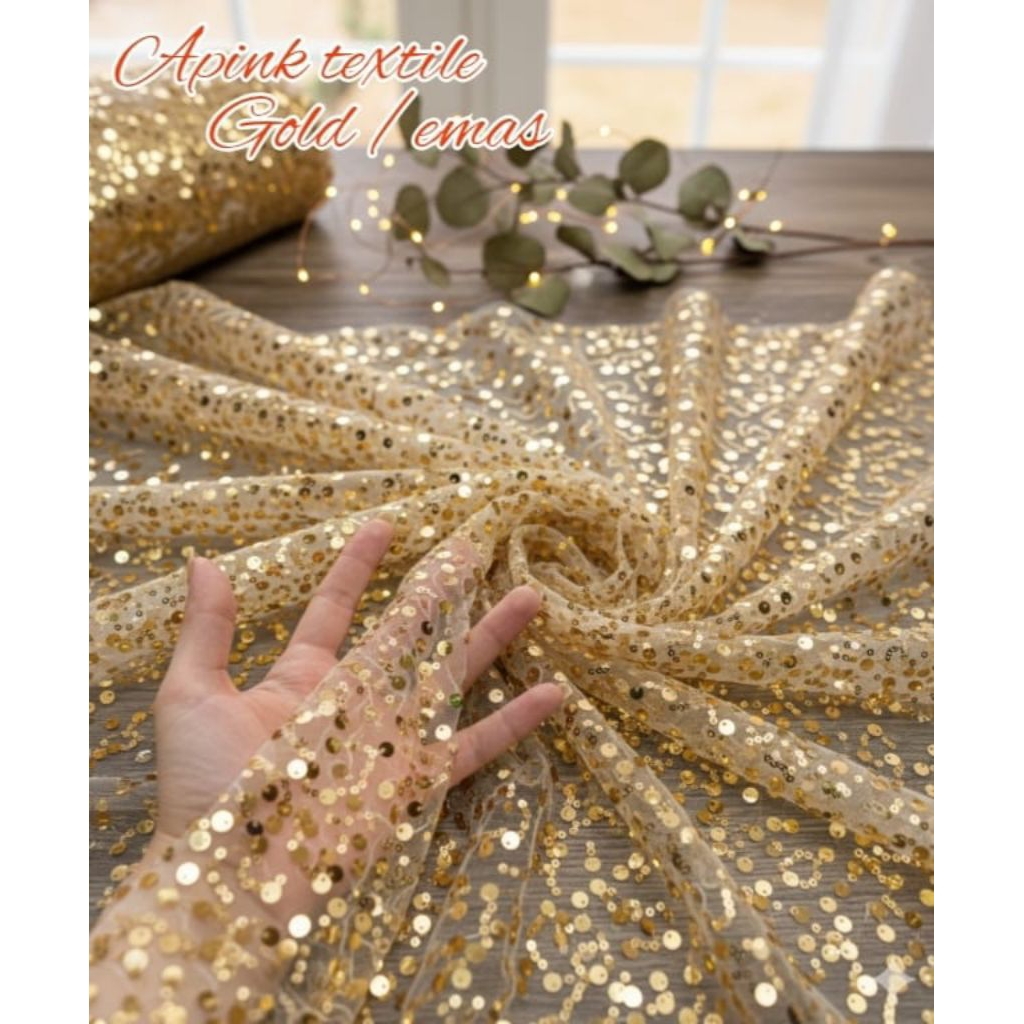 kain tile payet mutiara sequin / bahan tile sequin separkle / kain kebaya goun pengantin seragaman