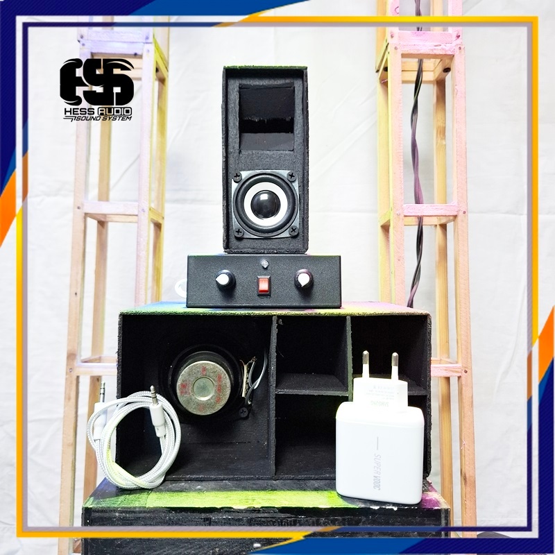 Paket siap bunyi sound system miniatur box super scoop 3 inch hess audio tinggal check sound horegg