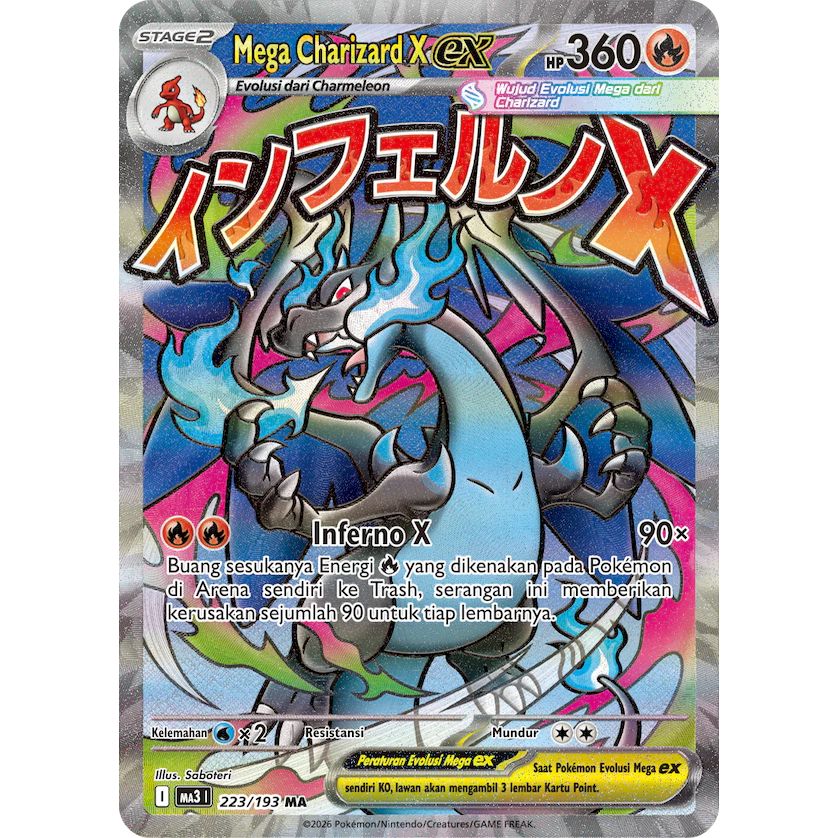 Kartu Pokemon Mega Charizard X EX Indonesia MA3