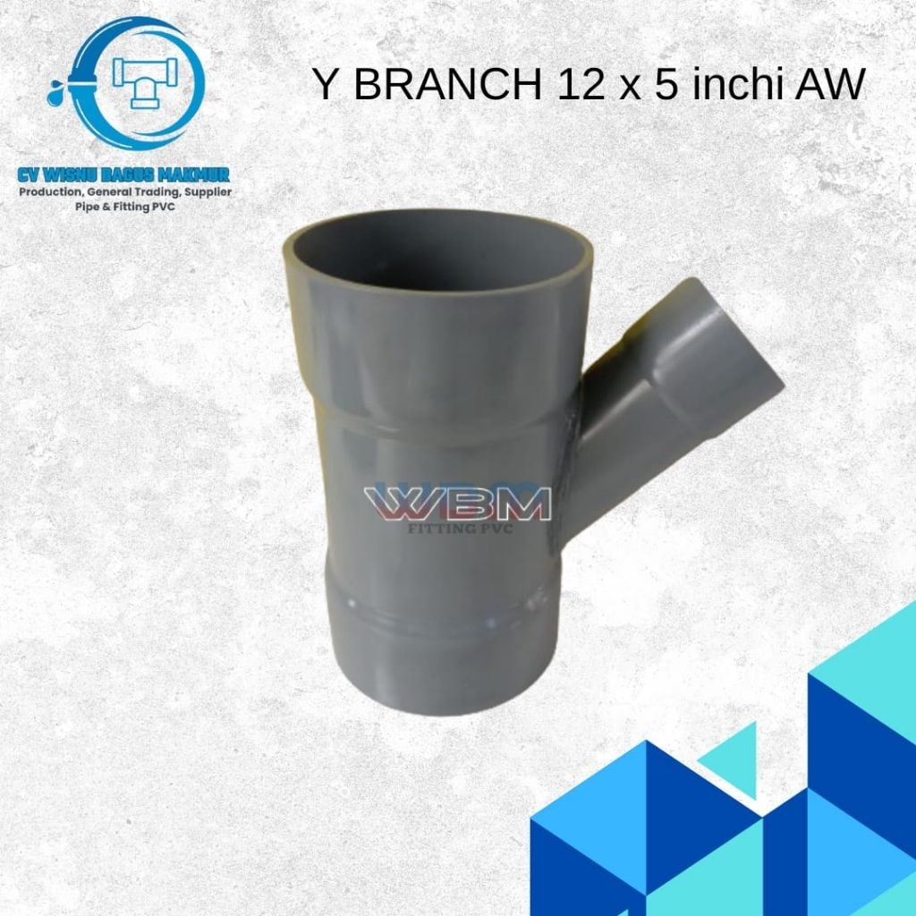 Y branch pvc 12 x 5 AW - Tee Y 45 derajat